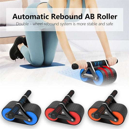 Double Wheel Abdominal Exerciser Women Men Automatic Rebound Ab Wheel Roller Waist Trainer Gym Sports Home Exercise Devices - HotDealsEU