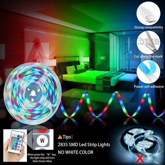 LED Strip Lights RGB 2835 Bluetooth Control USB Flexible - HotDealsEU
