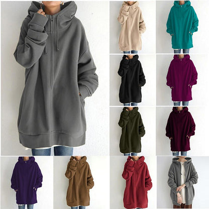 New Stylish Streetwear Long Fleece - lined Hoodie With A Zipper And Hood - HotDealsEU