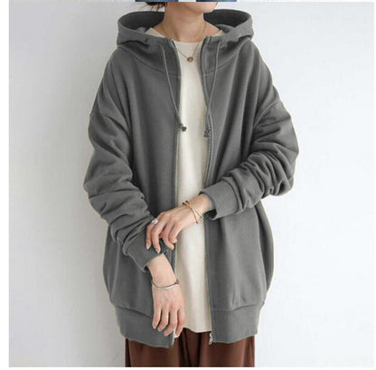 New Stylish Streetwear Long Fleece - lined Hoodie With A Zipper And Hood - HotDealsEU