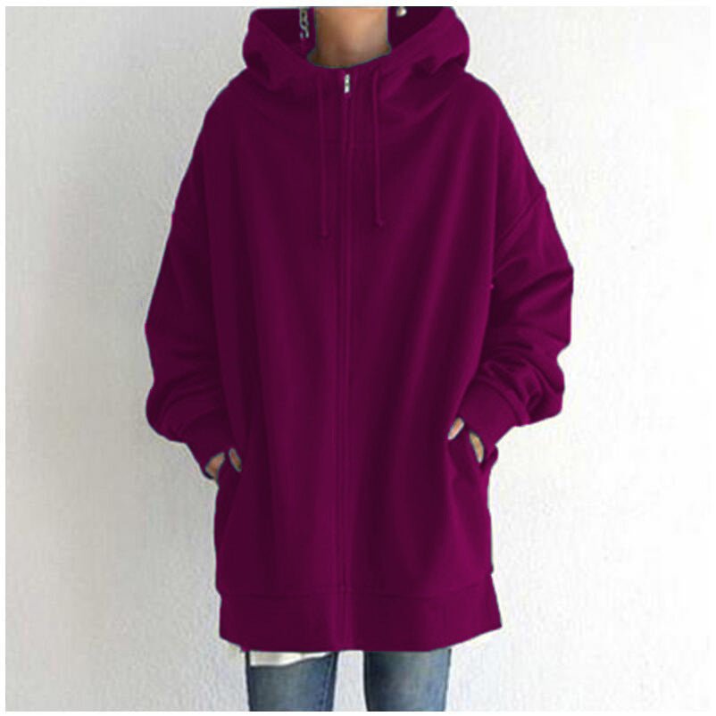 New Stylish Streetwear Long Fleece - lined Hoodie With A Zipper And Hood - HotDealsEU