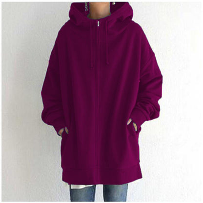 New Stylish Streetwear Long Fleece - lined Hoodie With A Zipper And Hood - HotDealsEU