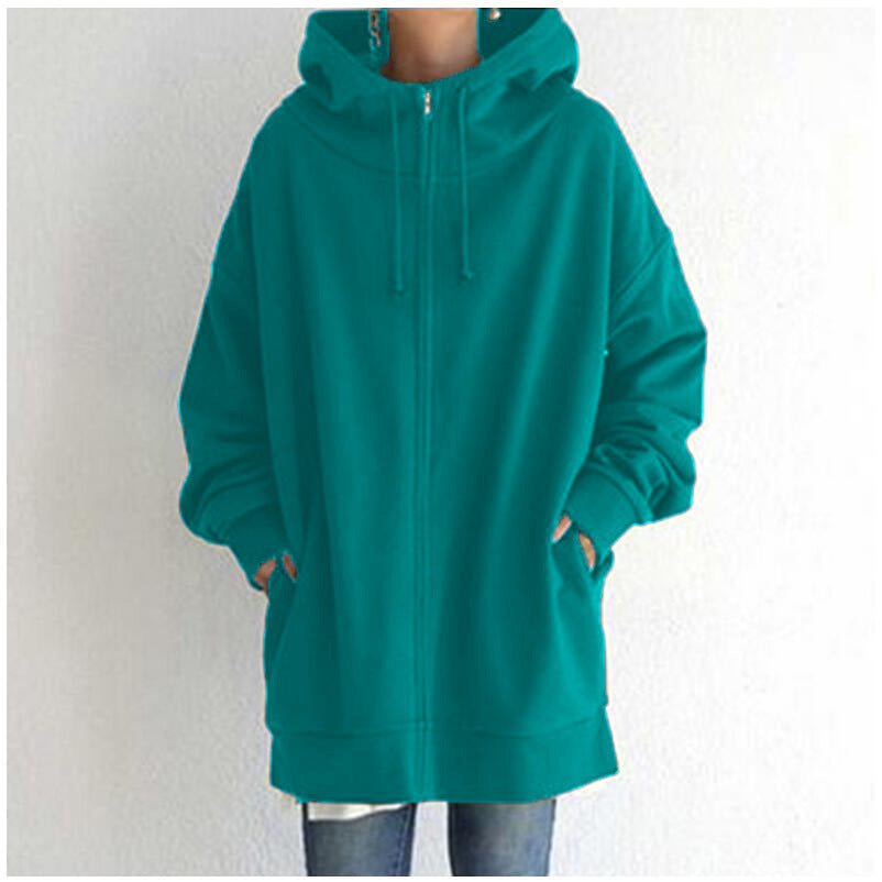 New Stylish Streetwear Long Fleece - lined Hoodie With A Zipper And Hood - HotDealsEU