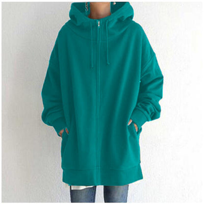 New Stylish Streetwear Long Fleece - lined Hoodie With A Zipper And Hood - HotDealsEU