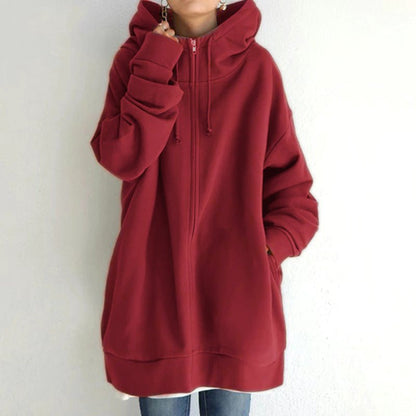 New Stylish Streetwear Long Fleece - lined Hoodie With A Zipper And Hood - HotDealsEU