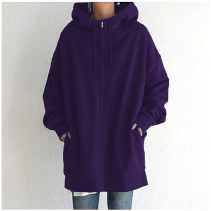 New Stylish Streetwear Long Fleece - lined Hoodie With A Zipper And Hood - HotDealsEU