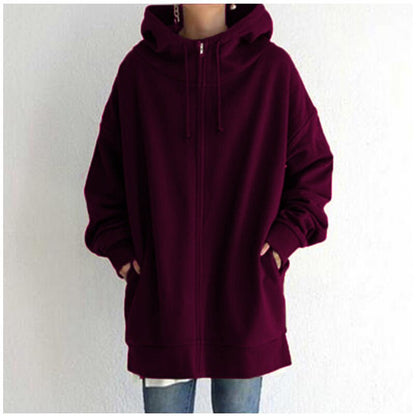 New Stylish Streetwear Long Fleece - lined Hoodie With A Zipper And Hood - HotDealsEU