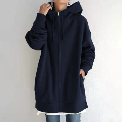 New Stylish Streetwear Long Fleece - lined Hoodie With A Zipper And Hood - HotDealsEU