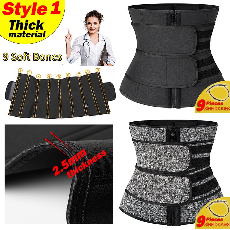 Tummy Sweat Shapewear Bodysuits Women Waist Trainer Slimming 2-3 Belts Workout Shaper Corset - HotDealsEU