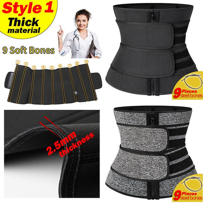 Tummy Sweat Shapewear Bodysuits Women Waist Trainer Slimming 2-3 Belts Workout Shaper Corset - HotDealsEU