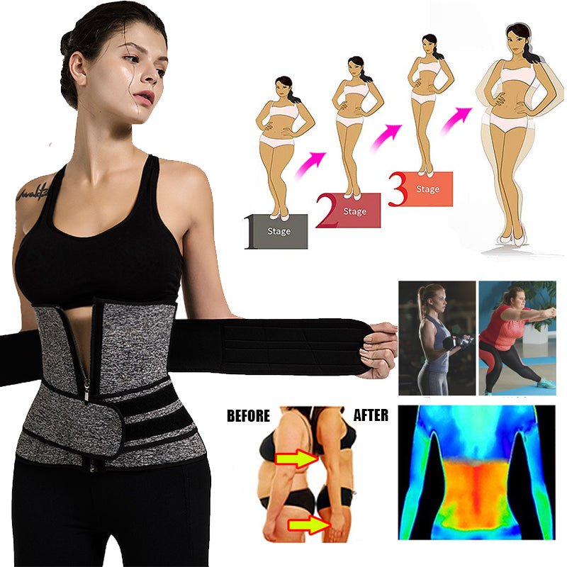 Tummy Sweat Shapewear Bodysuits Women Waist Trainer Slimming 2-3 Belts Workout Shaper Corset - HotDealsEU